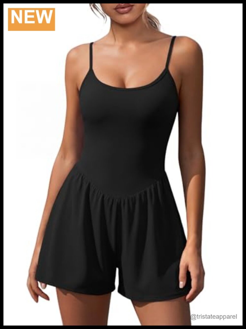 Womens Romper Built-in Liner Shorts Adjustable Spaghetti Strap Summer